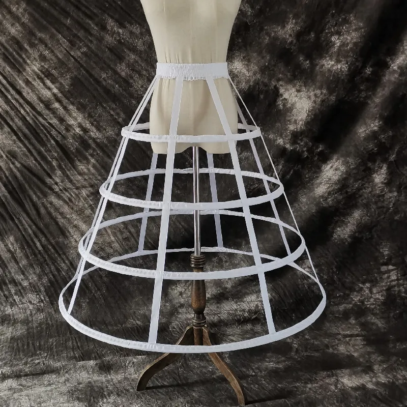 Lolita birdcage oco para fora fishbone apoio violento meados de comprimento vestido deslizante ajustável tutu saia cosplay crinoline