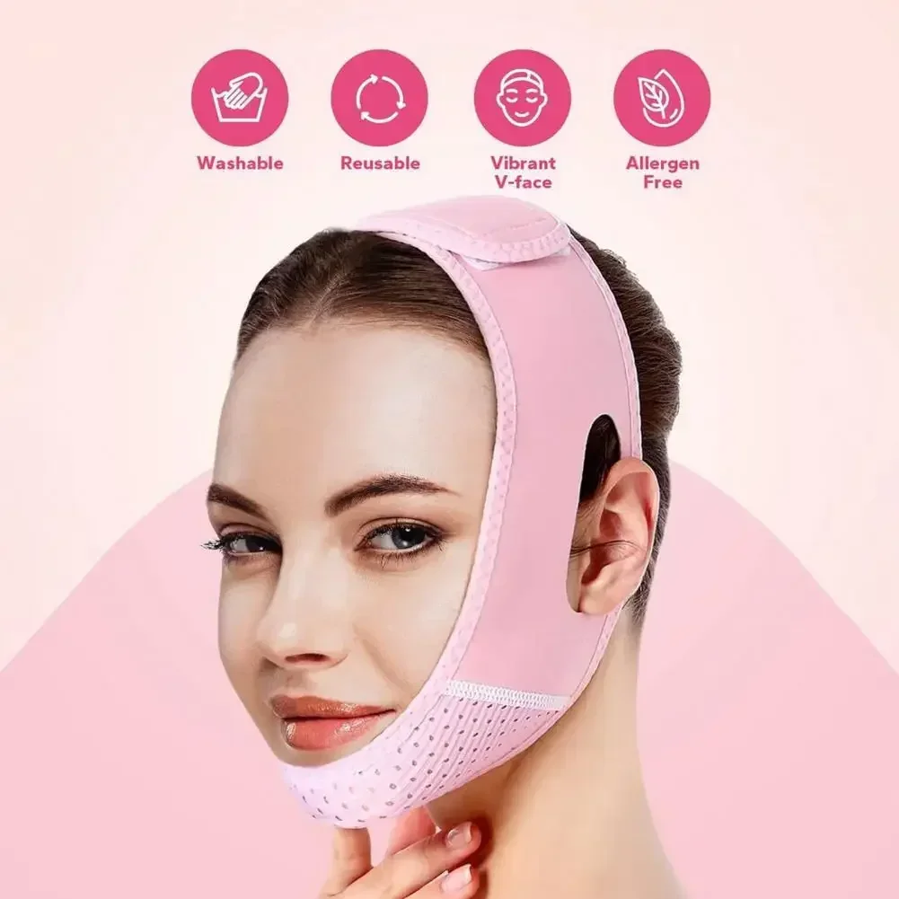 Breathable Face Slimming BANDAGE ผู้หญิง Chin Cheek Lift UP เข็มขัด V Line Face Shaper นวดหน้าสายคล้อง Skin Care เครื่องมือความงาม