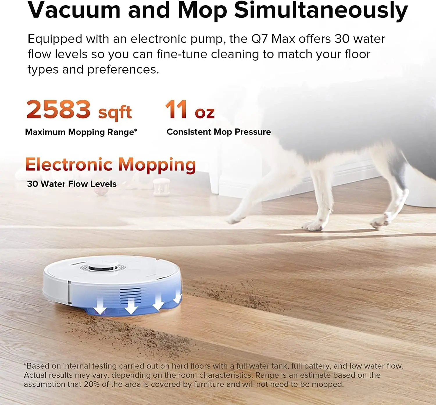 Roborock Q7 Max Robot Vacuum and Mop Cleaner Lidar Navigation Multi-Level Mapping No-Go&No-Mop Zones Perfect for Pet Hair(White)