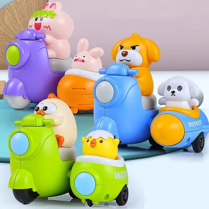 Rattle Roll Cars for Toddler 1-3 Press Baby Toy Car and Go Car Friction Powered Truck Soft Rattles for Babies Girl Birthday Gift
