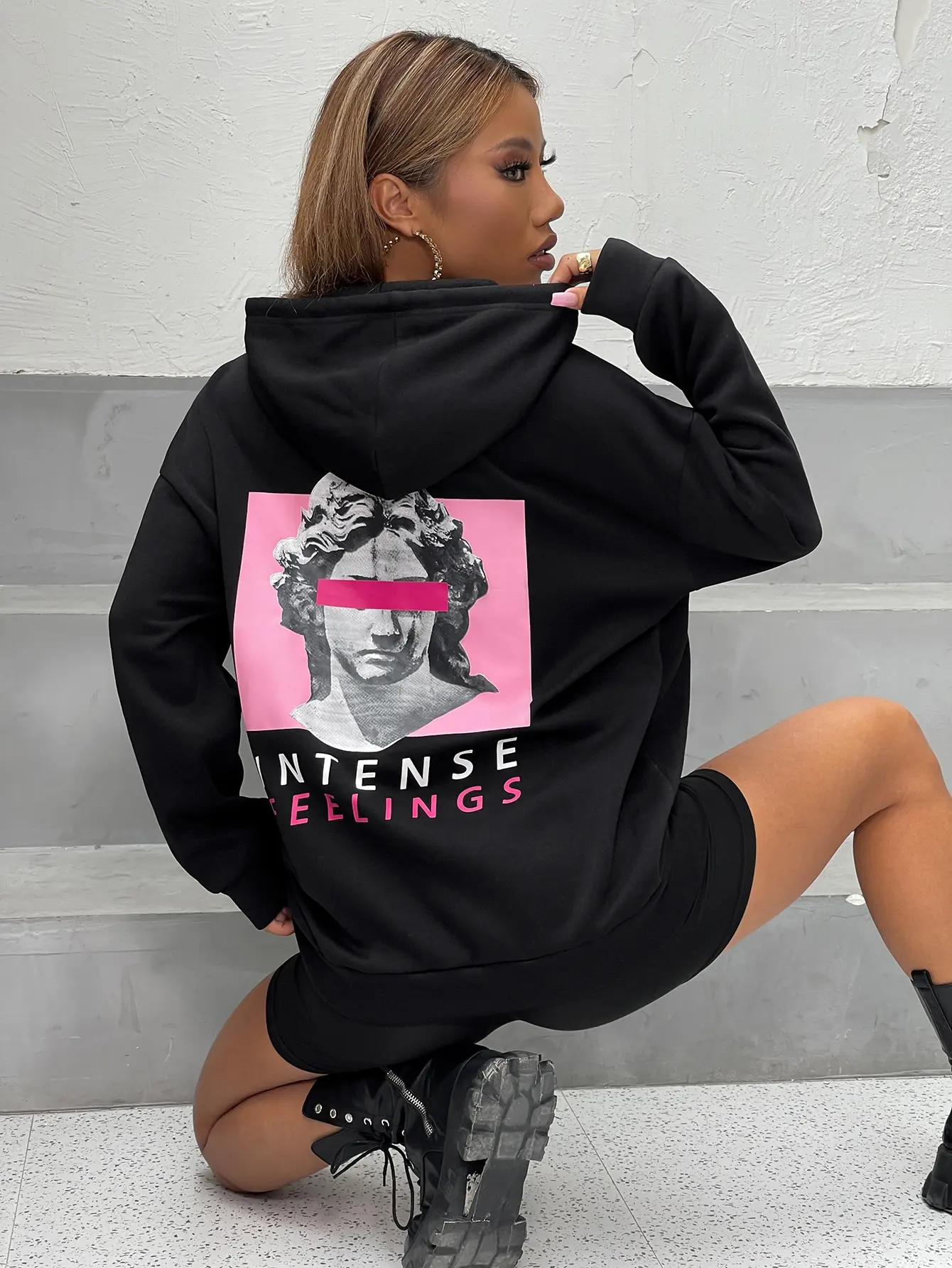 

Intense Felling Cotton Hoodie Personality Daily Sportswear Original Creativity Streetwear Campus Casual Women Sweatshirts