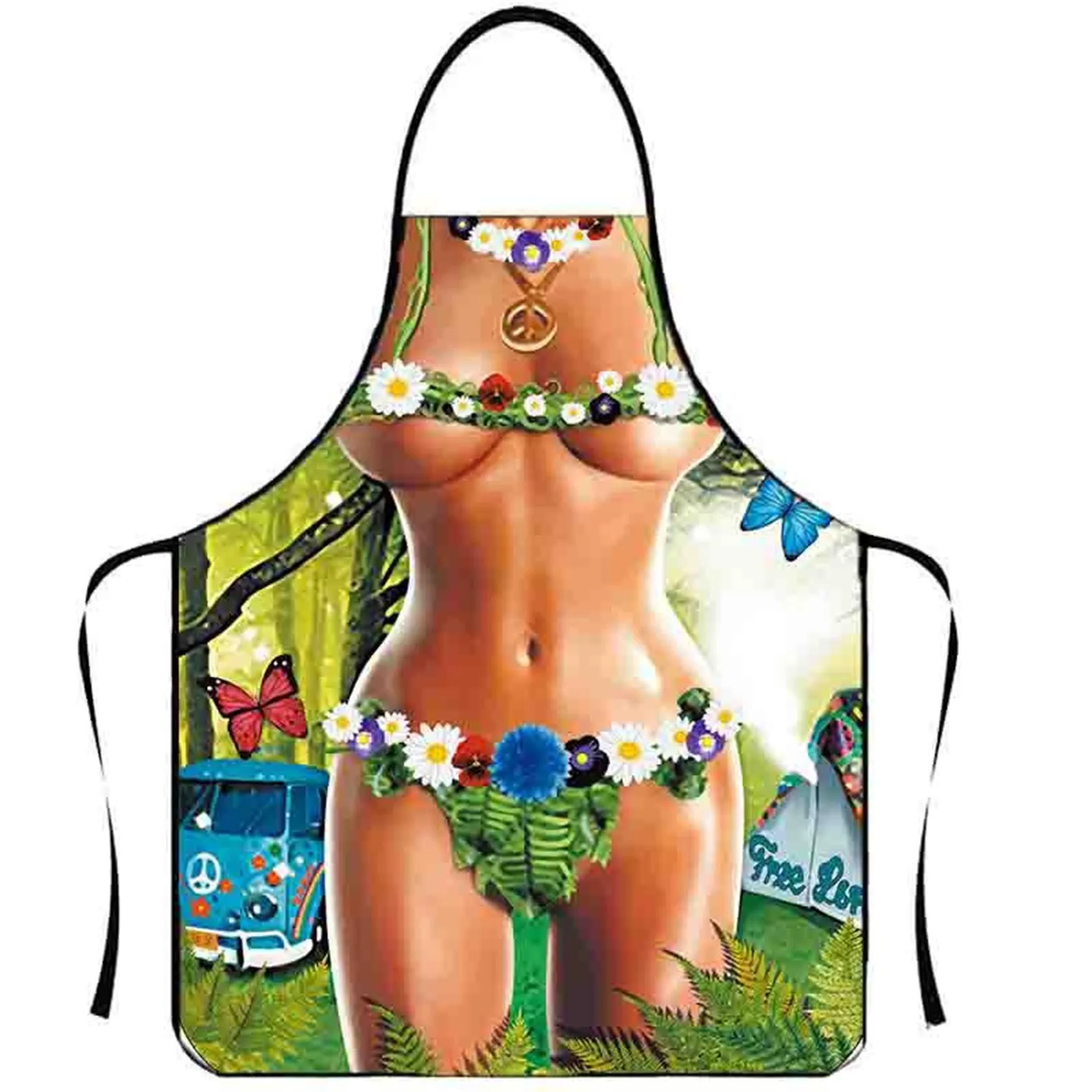

Polyester Muscle Man Sexy Woman Funny Kitchen Aprons for Woman Xmas Decoration Personality Novelty Creative Couple Party Gift