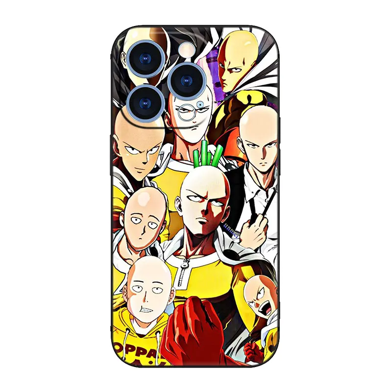 Anime One Punch Man Black Phone Case For Apple iPhone 15 14 13 12 Mini 11 Pro MAX XR X XS 7 8 Plus SE 2020 2022 Cover