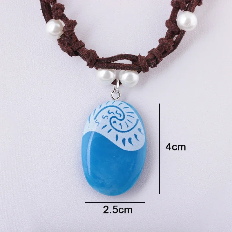 Baru 2020 Biru Batu Luminous Liontin Kalung Polinesia Laut Putri Moana Tali Rantai Kalung Wanita Fashion Wanita Perhiasan