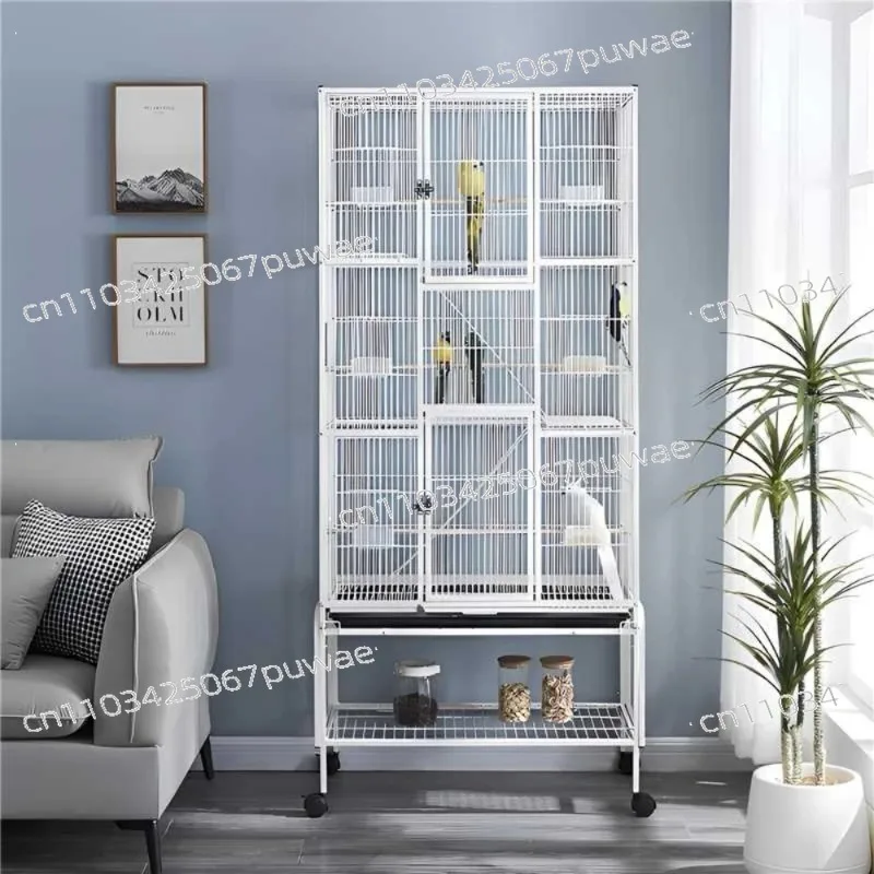 Solid Metal Bird Cage  Large 3-tiers Black White Bird Nests for Parrots Cockatiels Aviary Parakeets Budgie Finch Breeding
