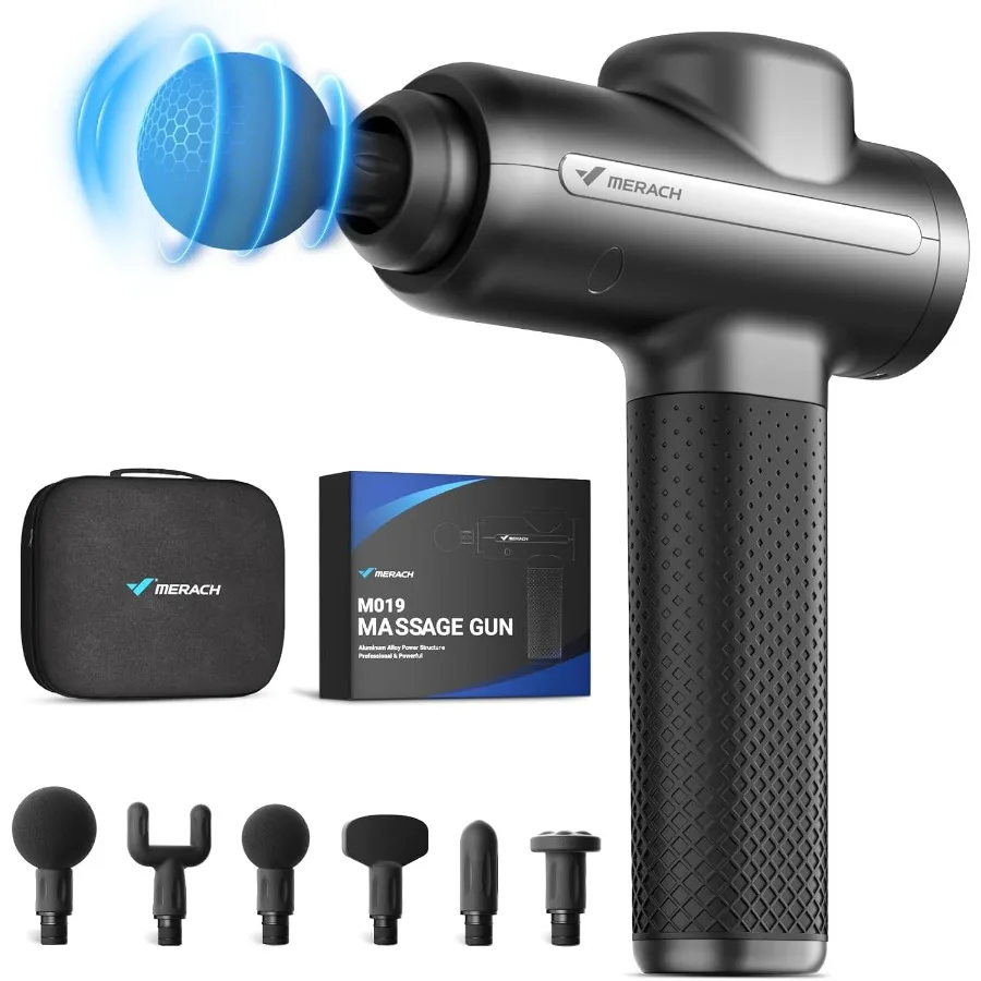 

Массажный пистолет, ударный массажер для глубоких тканей, инструменты с 6 массажными головками, портативные ручные массажеры для мышц для облегчения боли Dee
