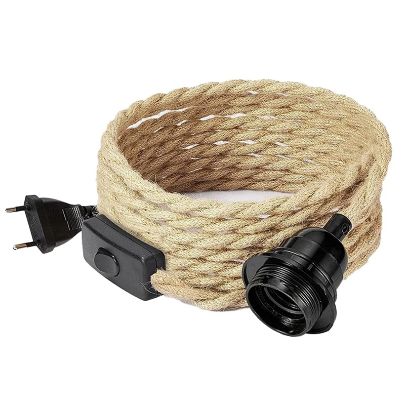 

Retro Rope Chandelier Cord, Table Lamp Accessories With Cord Switch Plug (Without Bulb) EU Plug