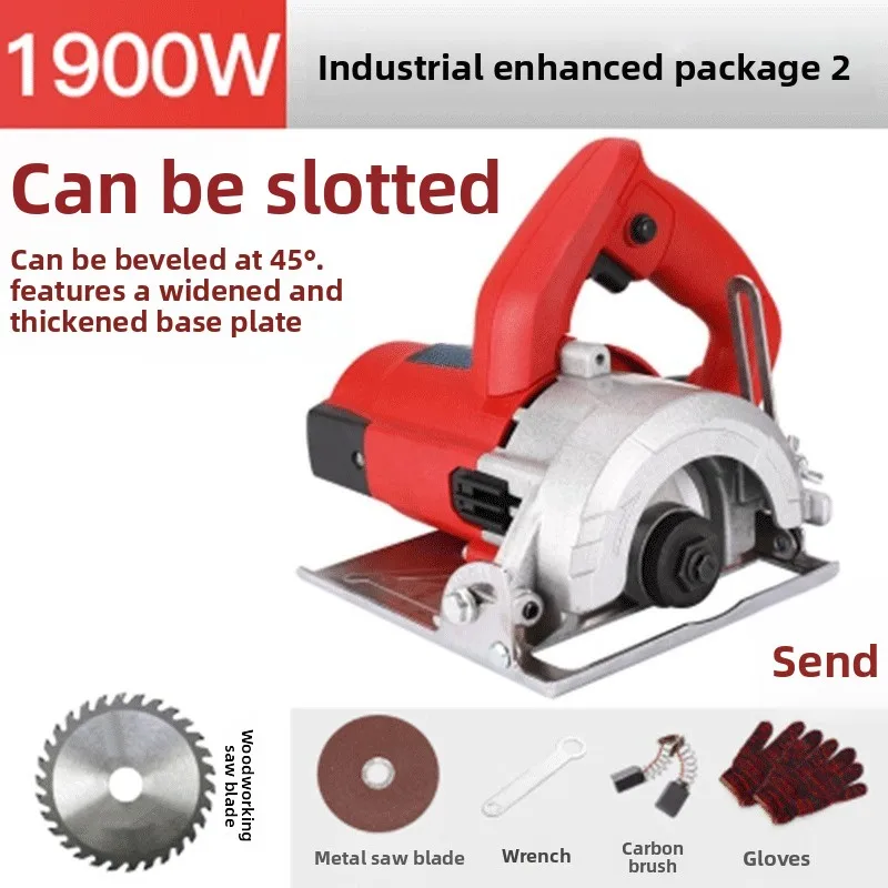 1900W Electric Marble Cutter 45° Bevel Cutting Heavy Duty Circular Saw for Tile Wood Stone Cutting with Blades Set