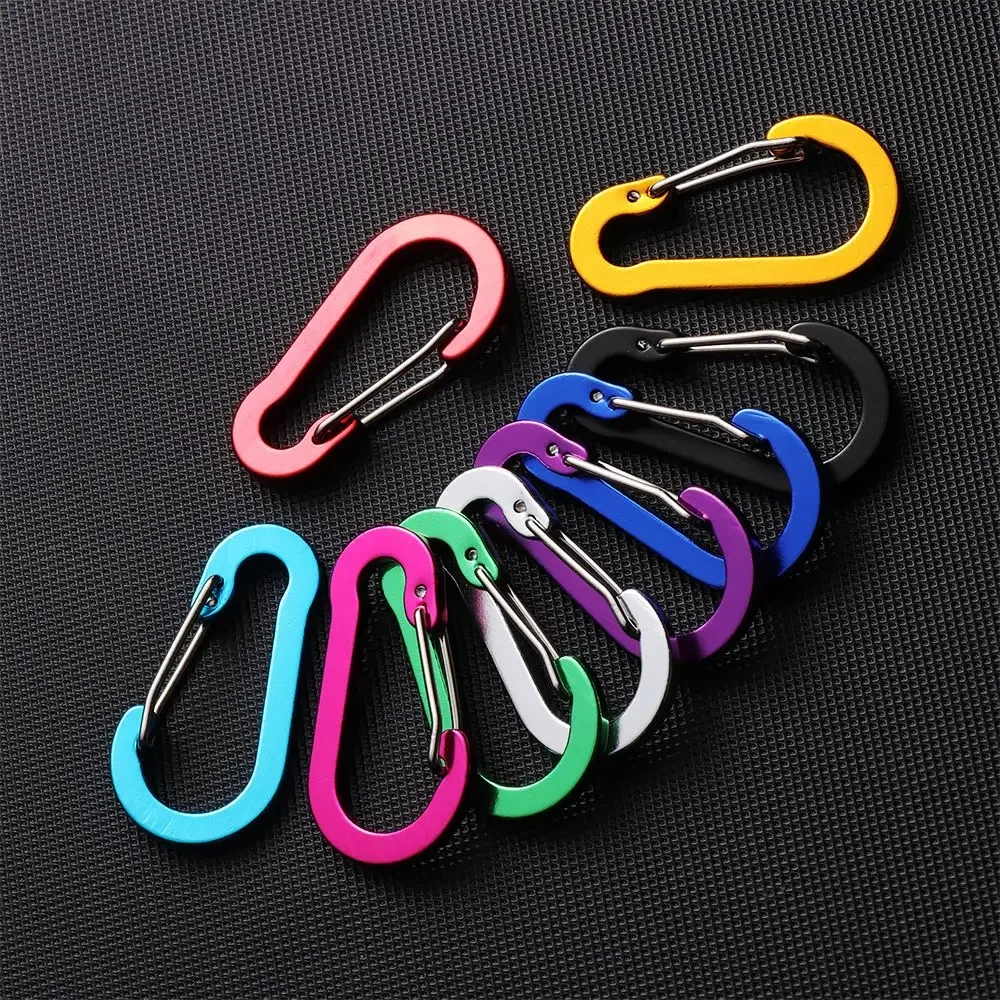 5Pcs Aluminum Alloy Carabiner Outdoor Backpack Tools Camping Climbing Buckle Fishing Hook Keychain Lock Buckle Snap Clip