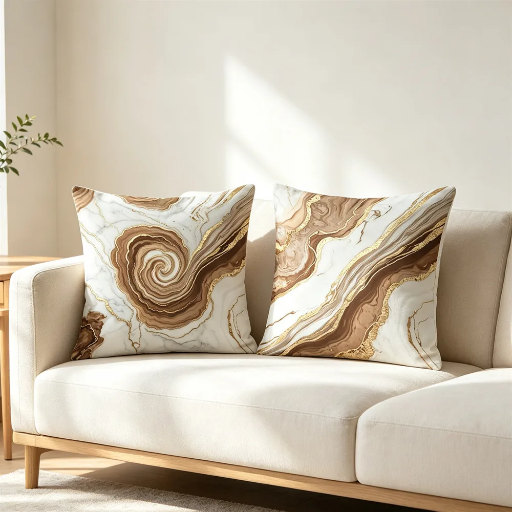 Marble Agate Geode Cushion Cover Gold Foil Abstract Texture Throw Pillow Case  Modern Luxury Home Decor Sofa 45x45 Pillow Cover