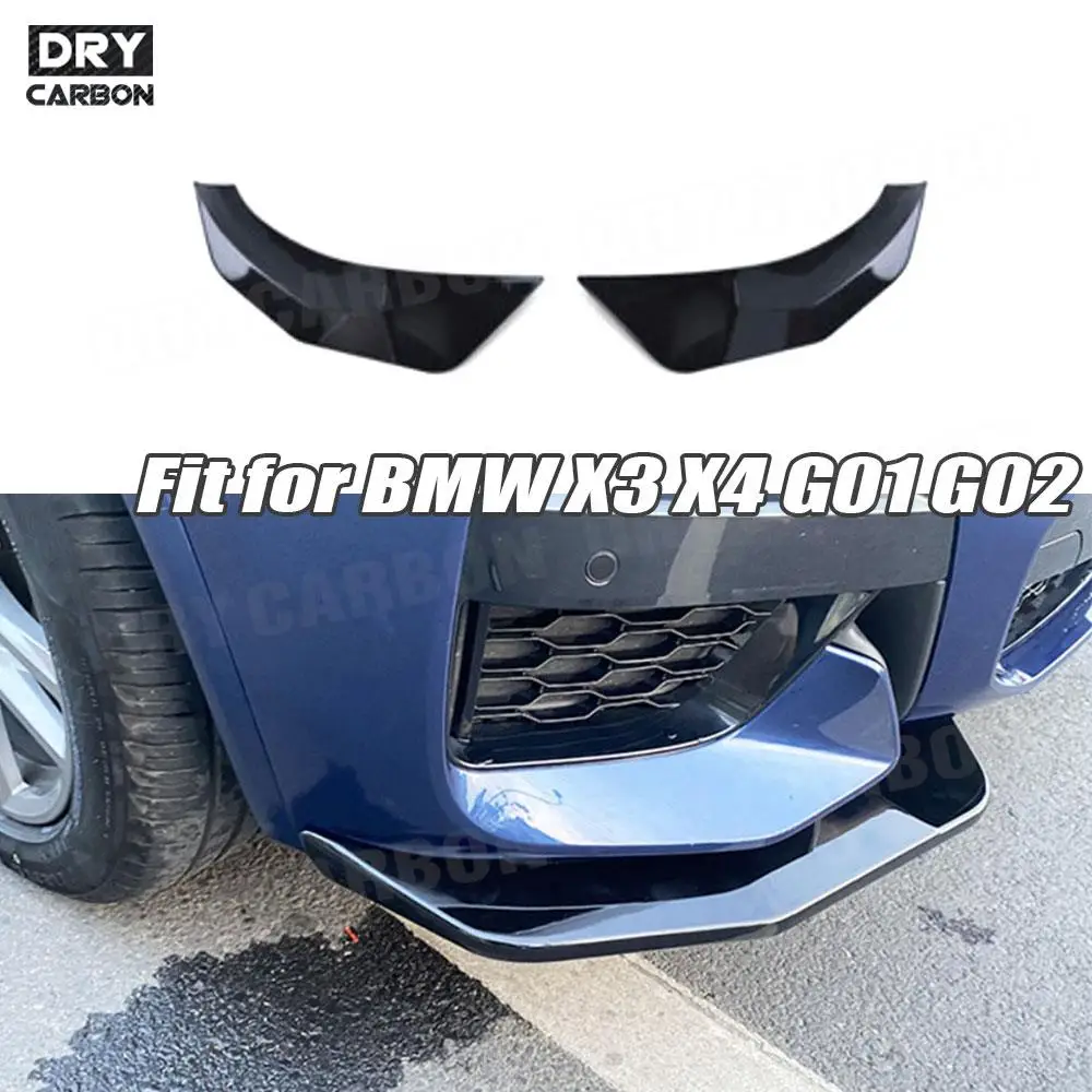 

Gloss Black / Carbon Fiber Car Front Bumper Lip Chin Splitters Flaps Apron For BMW X3 G01 X4 G02 M Sport 2019-2021 Accessories