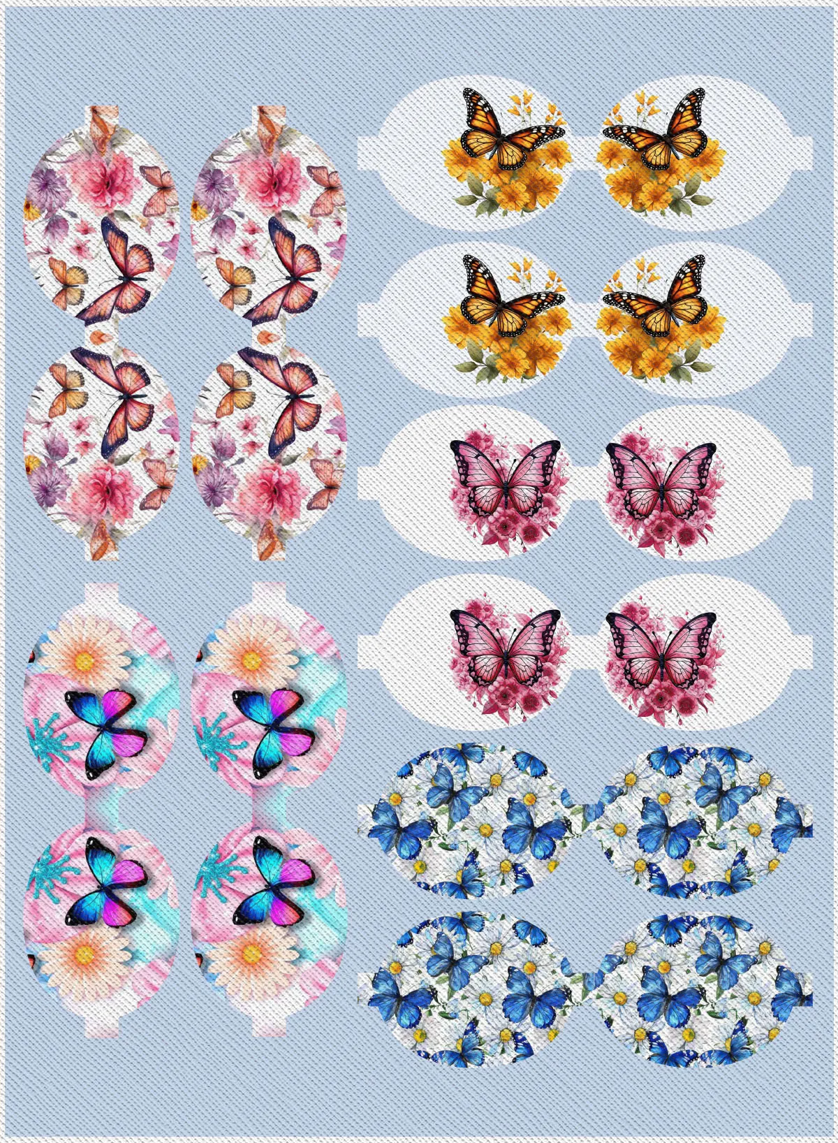 22*30cm Varied Butterfly Pattern Bow Shape A4 Synthetic Faux Leather Sheet Cross Texture Bow Making Supplies