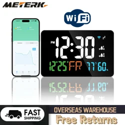 Tuya WiFi Desktop Clock Calendar Intelligent Thermometer Hygrometer with Digital LED Display Support WIFI Auto-Calibration Tools