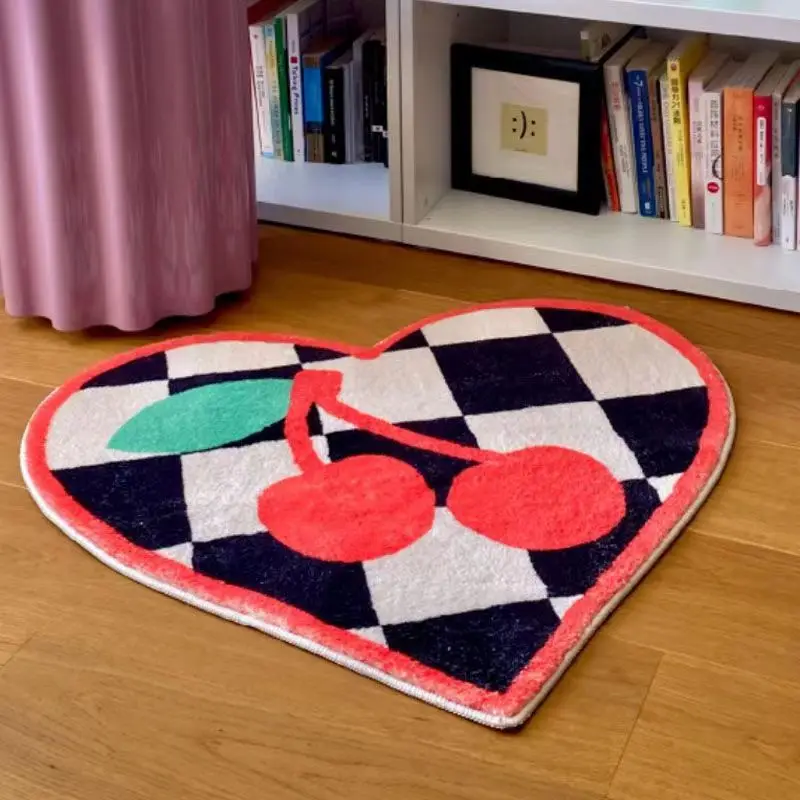 Cute Milk Floor Mat Pink Strawberry Household Bedside Carpet Cartoon Room Decoration Anti Slip Rugs Aesthetic Rug