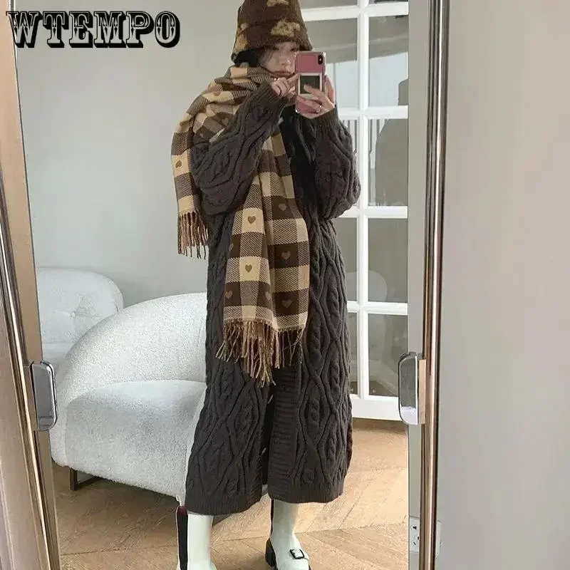 WTEMPO Fall Winter Imitation Cashmere Women\'s Double-sided Love Plaid Scarf Korean Tassel Warm Large Shawl Versatile Thick Wrap