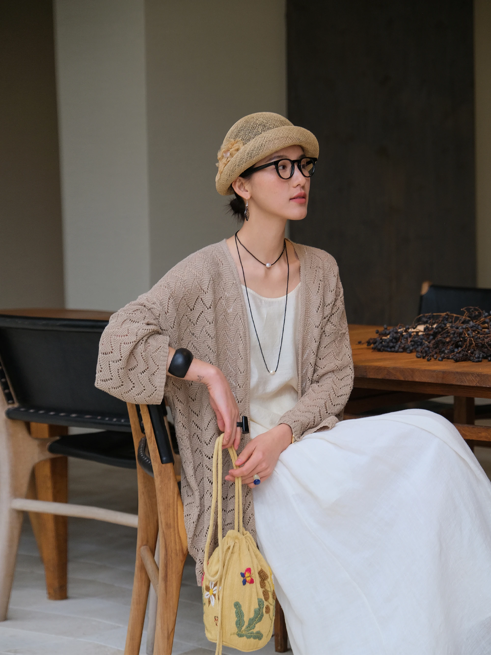

Mallin Spring New Loose Knitted Open Cardigan Wave Pattern Hollow out Nine Sleeve Casual Style Women's Fashion Viscose Fiber