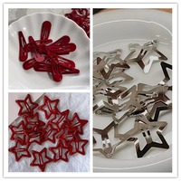 2/20PCS Star BB Red Hair Clip Girls Y2K Cute Silver Color Star Barrettes Women Simple Metal Snap Clip Headdress Hair Accessories