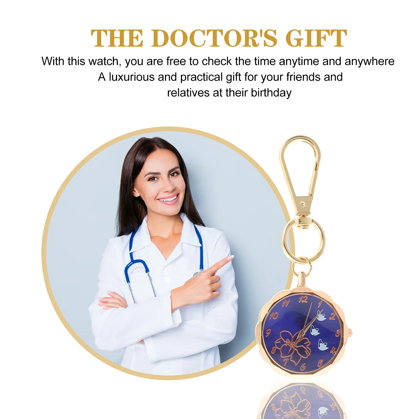 ساعة سلسلة المفاتيح الرقمية ساعة الجيب المصنوعة من خليط معدني ممتاز للممرضات والأطباء والطلاب بمشبك على ساعة معلقة على شكل حلقة مفاتيح على ظهره #1