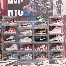 2pcs/set New hard plastic AJ Sneakers  Storage Box high-top Dustproof shoes organizers Rack plastic shoe box Stackable Cabinet