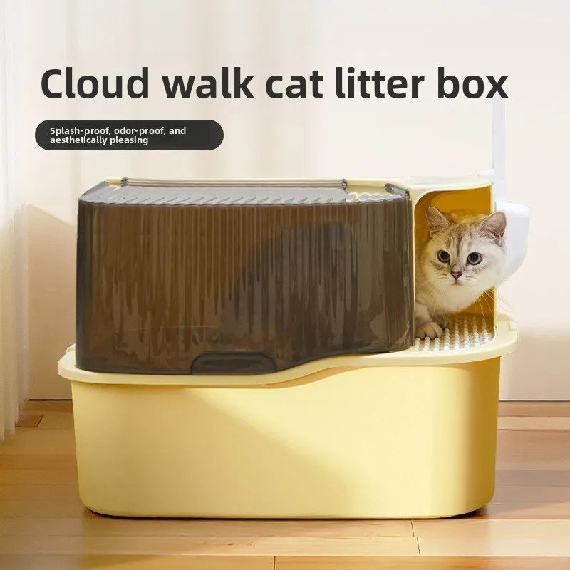 

Extra Large Corridor Style Enclosed Cat Litter Box Anti Splash Anti Odor Hooded Cat Toilet Easy Clean Litter Tray Cat Box