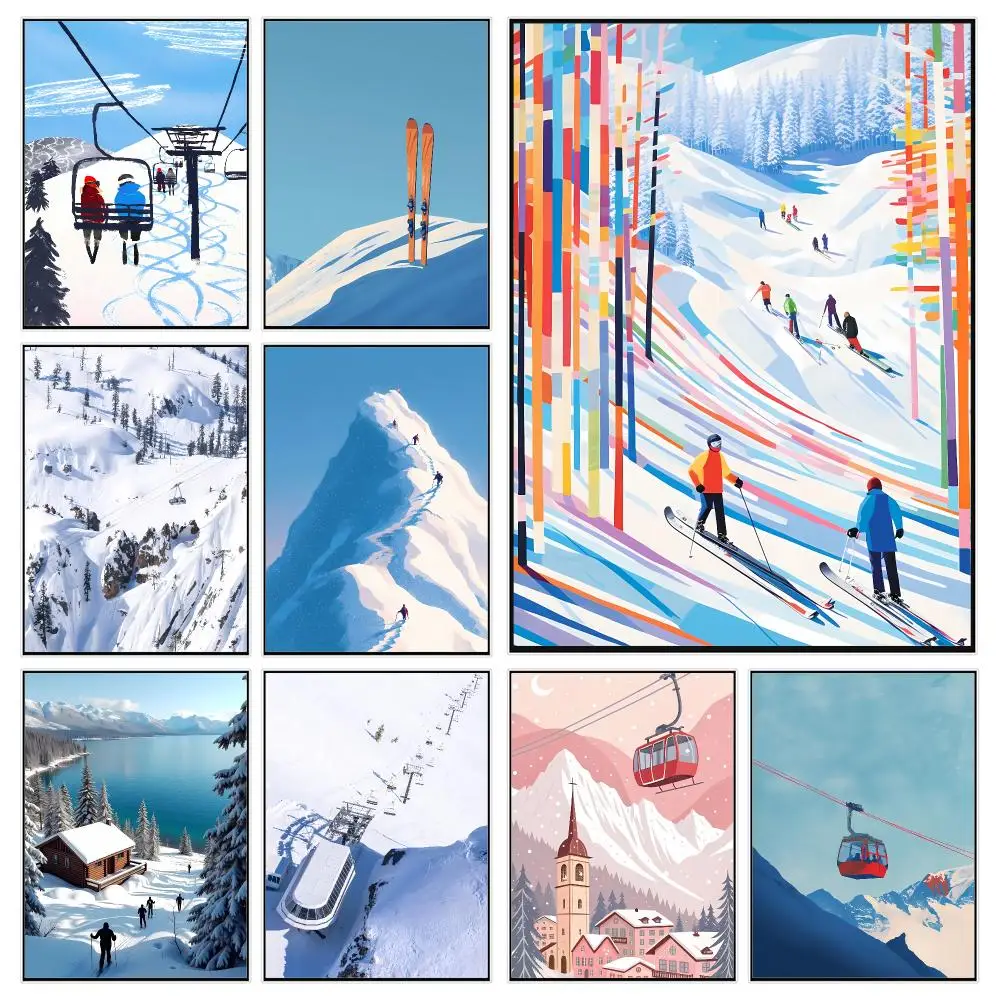 Dynamic Art S-skiing Art Poster Trendy Aesthetic Wall Decor for Dorm & Bedroom