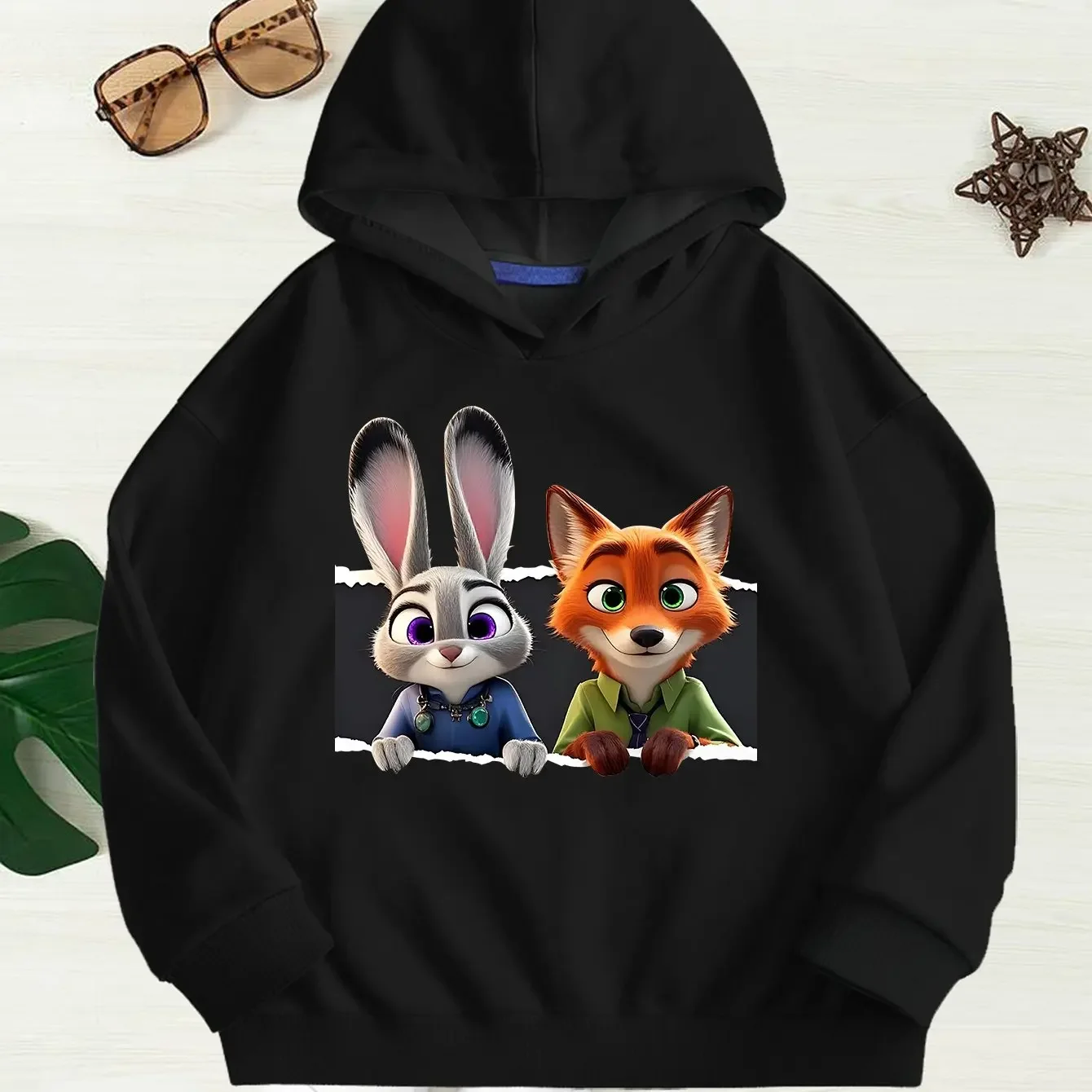 هوديس أزياء Zootopia من Disney لفصل الشتاء للأطفال بتصميم كرتوني لطيف على شكل أرنب وثعلب مطبوع ملابس الفتيات والأولاد