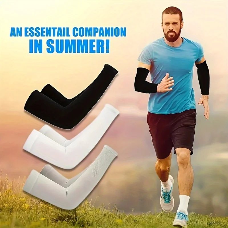 Summer Arm Cover UV Protection Breathable Running Arm Sleeves Outdoor Sport Cooling Sunshade Fishing Cycling Ice Silk Arm Guards