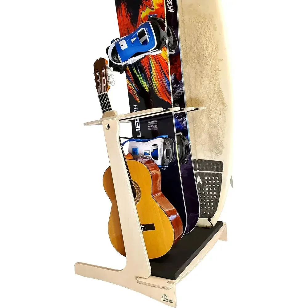 

Birch Wood Surfboard Stand - Holds 4 Boards or Wakeboards, Also Suitable for 4 Guitars