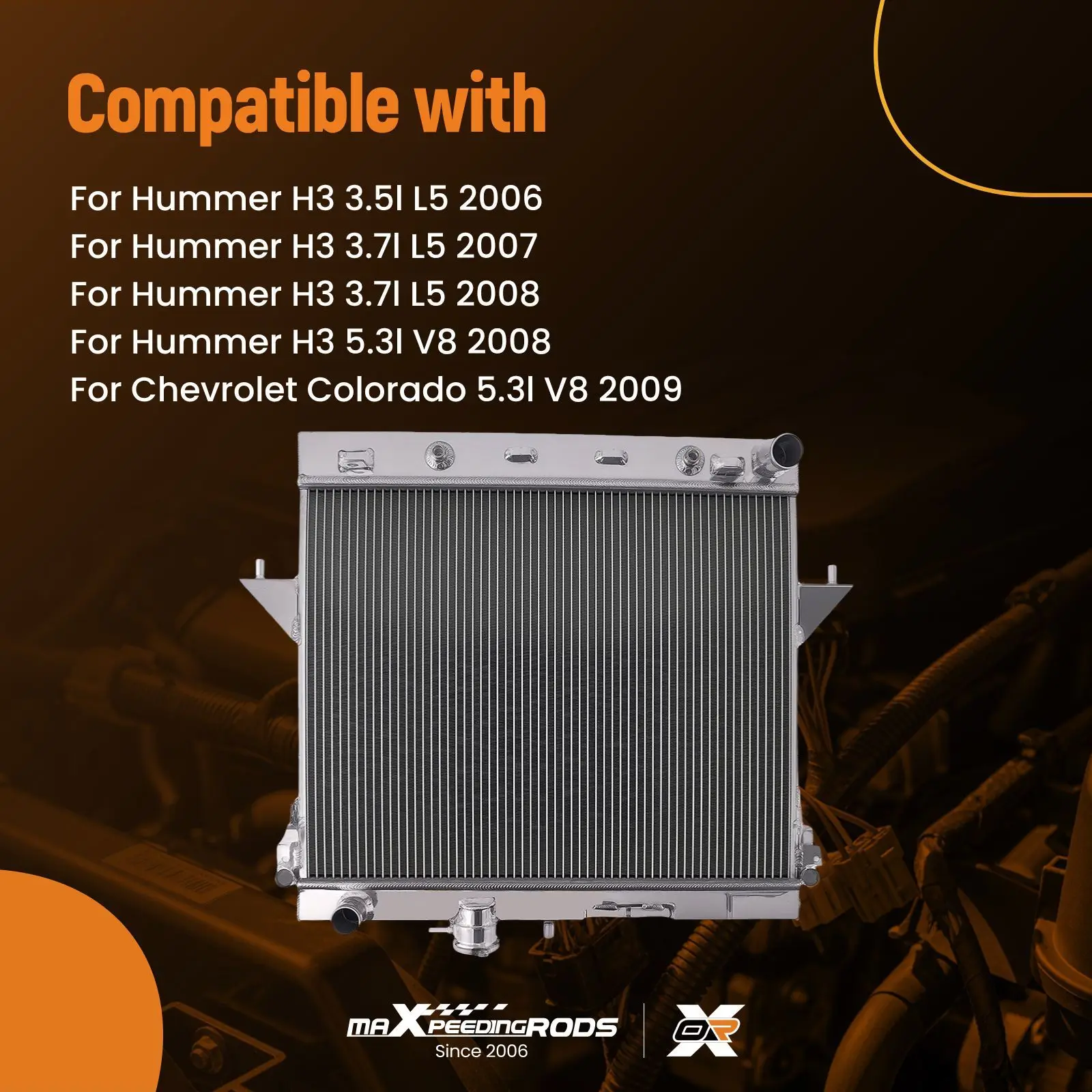 Aluminum 3 Row Radiator for Hummer H3 H3T Colorado Canyon 3.5L-5.3L 06-12 CC2855
