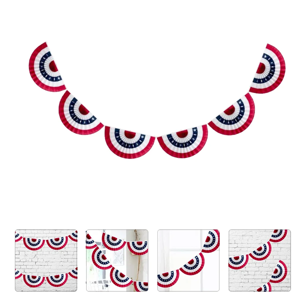 European and American Semicircle Flag Hanging Lovers Garlands Banner Polyester Memorial Day Celebration Bunting