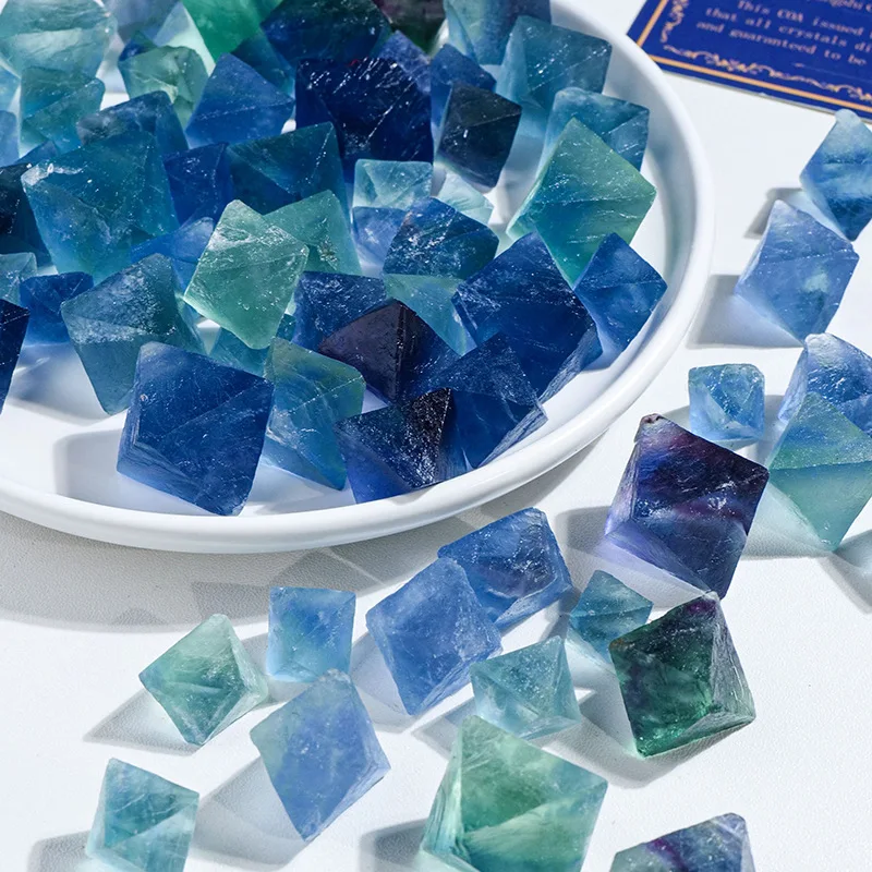 Natural Crystal Fluorite. Octahedral Purple-green-blue Fluorite, Colored Fluorite Raw Stone Specimen. Demagnetized Scented Stone