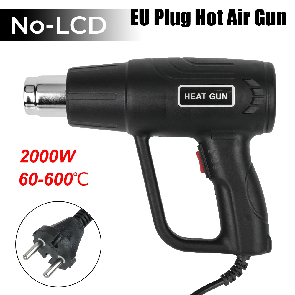 Soldering Wrap Blower Heater 60-600℃ Heat Gun Power Tool 2000W 50HZ Variable Temperature Hair Dryer NO LCD Electric Hot Air Gun
