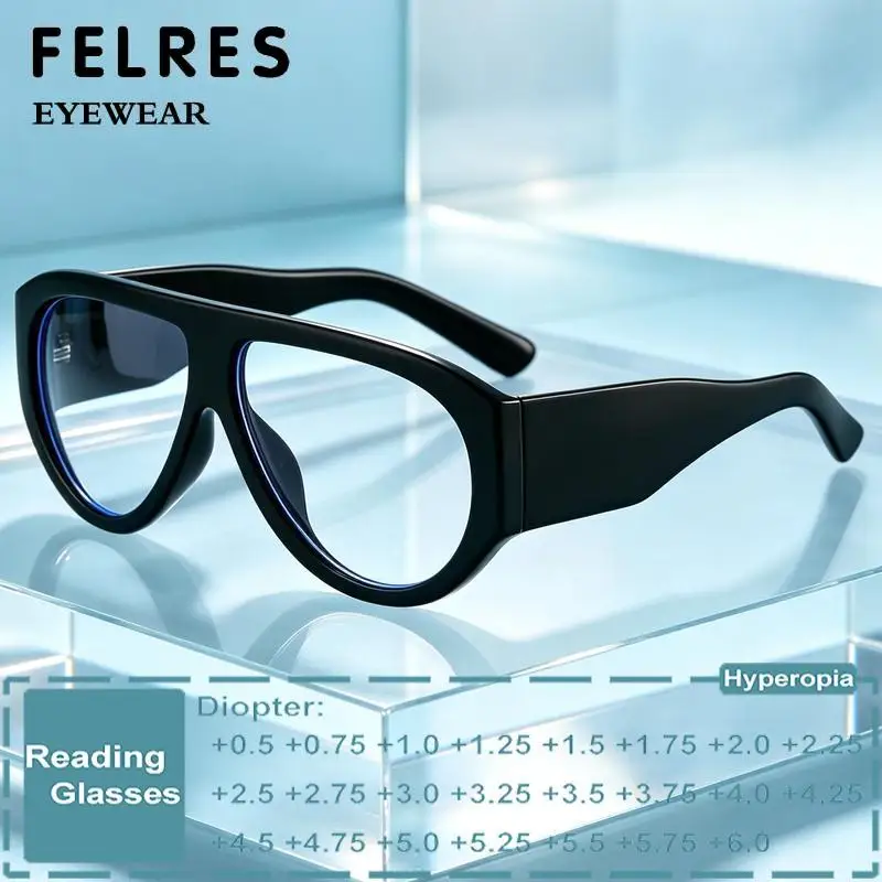 Fashion Oversized Pilot Reading Glasses For Men Women Anti Blue Light Glasses Clear Presbyopia Eyeglasses Optical Magnifier