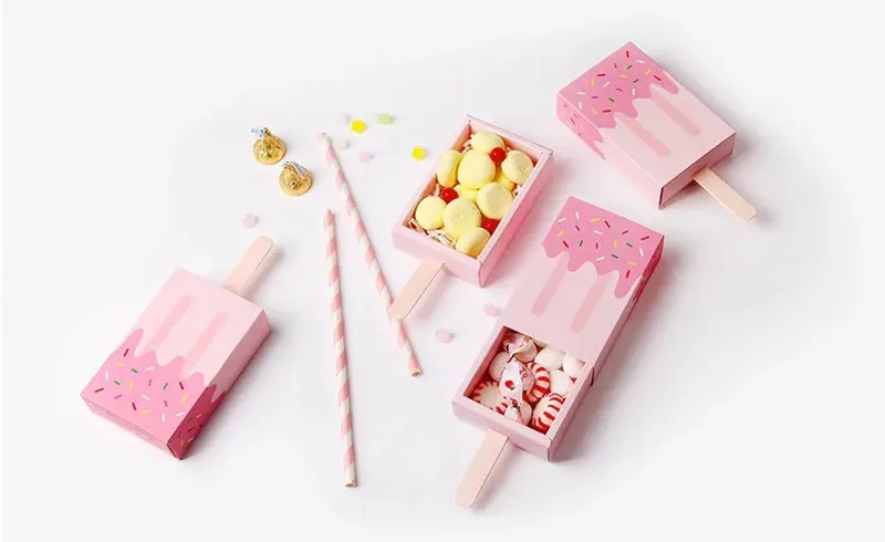 2/4/6 قطعة شكل الآيس كريم صناديق الحلوى هدايا الزفاف الكوكيز الهدايا صناديق التعبئة حقيبة الاطفال عيد ميلاد هاواي ديكور حفلات استحمام الطفل #4