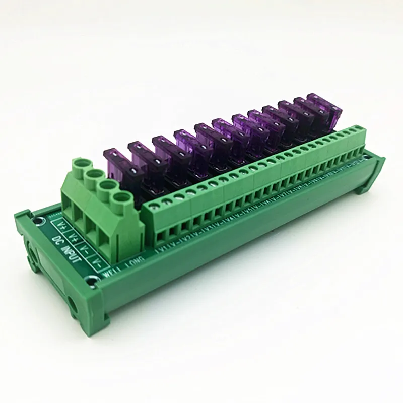 

12 Position DIN Rail Mount DC Power Fuse Distribution Strip Module Terminal Block