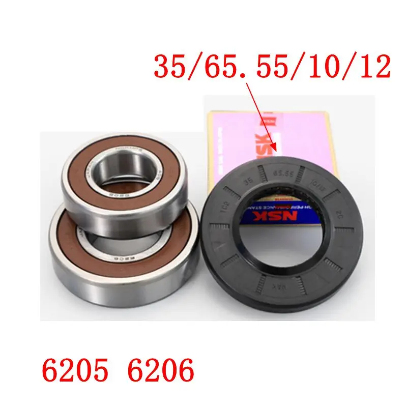 for little swan drum washing machine Water seal（35/65.55/10/12）+bearings 2 PCs（6205 6206）Oil seal Sealing ring parts