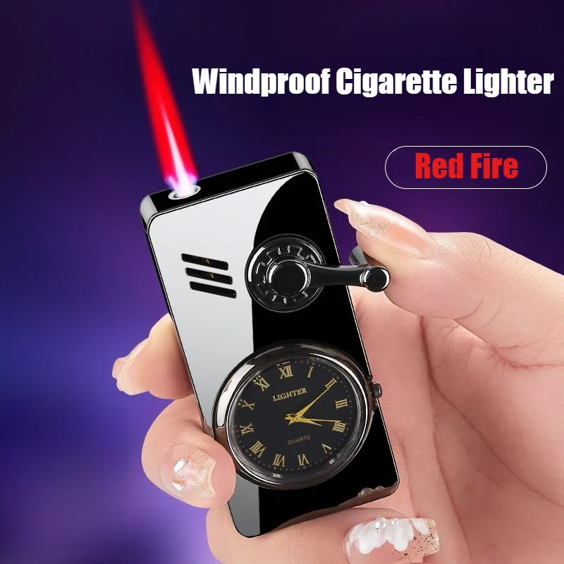 

Newest Rocker Cigar Igniter Direct Fire Lighter Windproof Open Flame Smoke Quartz Dial Cigarette Lighters & Smoking Accessories