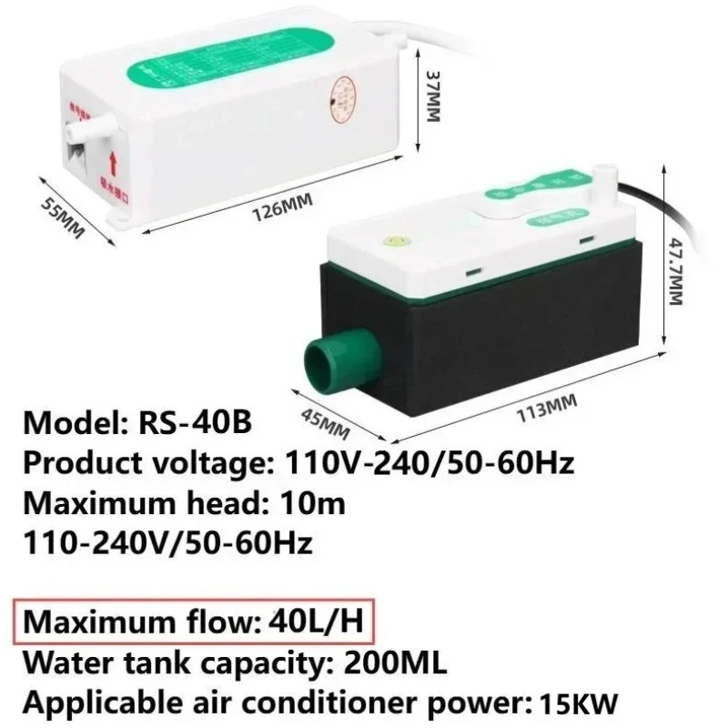 24L/40L Automatic AC Condensate Drain Pump Split Air Conditioner Silent Water Lift Drainage Pump