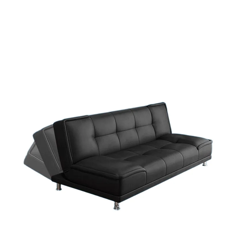 

Sofa living room Small apartment Bedroom rental house Solid wood folding dual-purpose small leather sofa bed