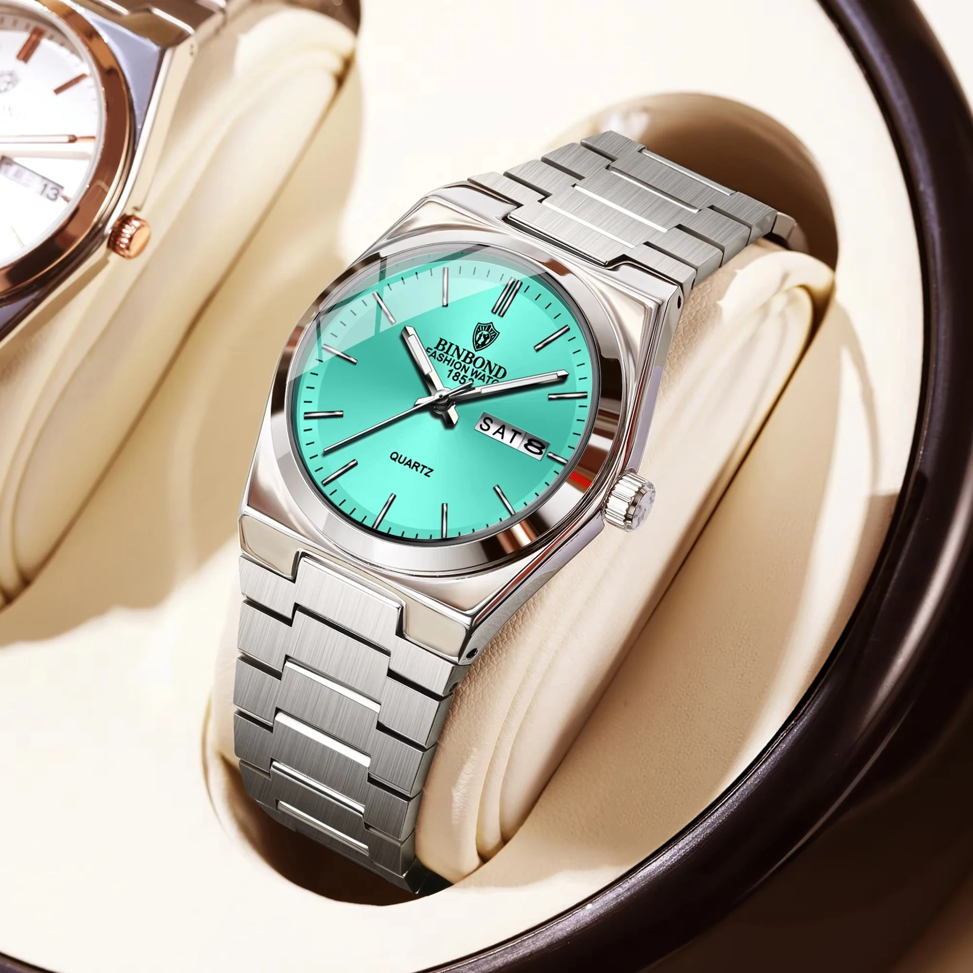 BINBOND 103 Business Women's Quartz Watch Waterproof Double Calendar Night Light Non Mechanical Ultra Thin Women's Quartz Watch
