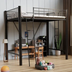 Loft elevated bed sheet upper and lower table combination upper bunk suspended bed frame attic second floor