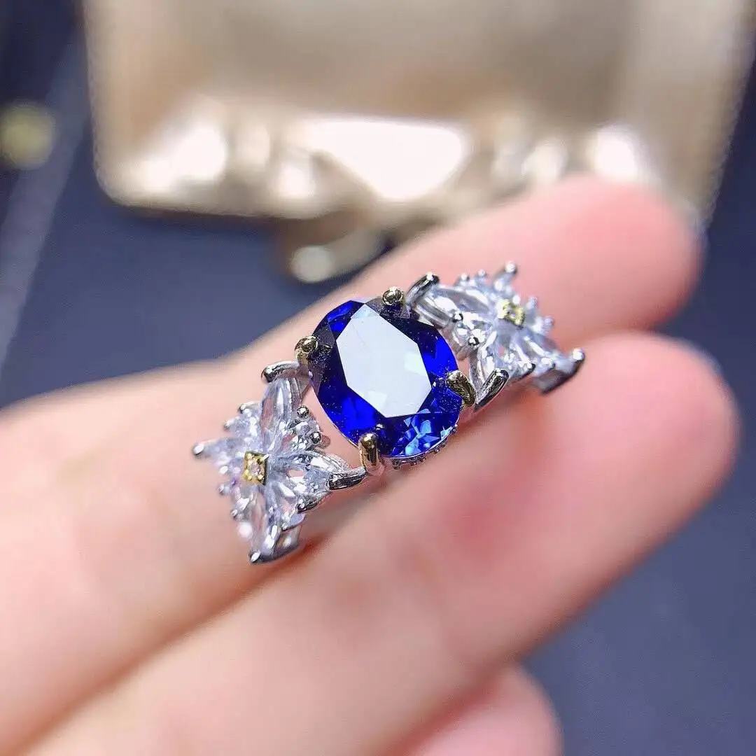 KJJEAXCMY New Jewelry Natural Women's Sapphire Ring 925 silver inlay Colorful and splendid Crystal pure fire flash explosion