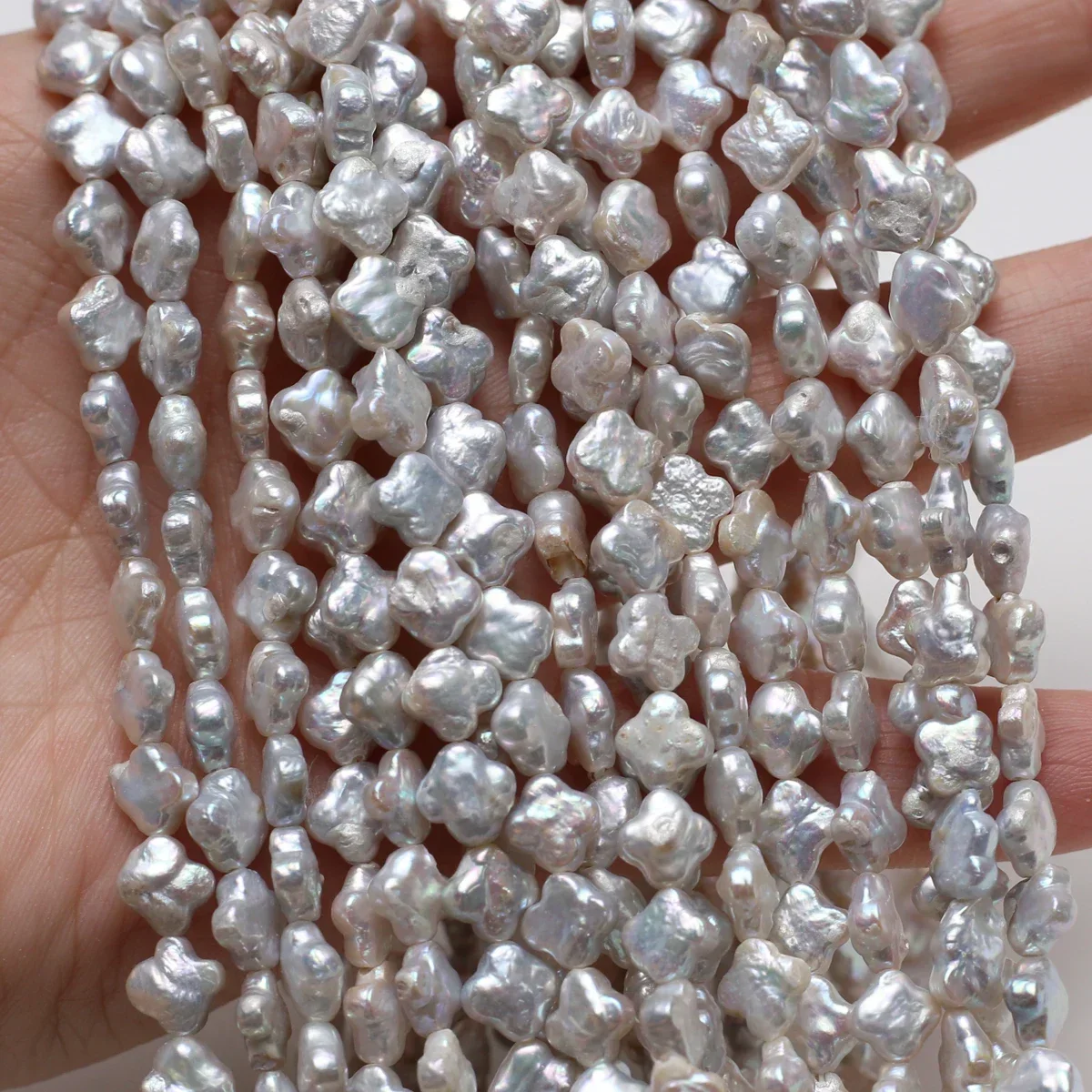 

Natural Freshwater Pearl 7x7mm AAAAA White Baroque Small Cross Bead Jewelry Make DIY Necklace Bracelet Accessories Wedding Gift