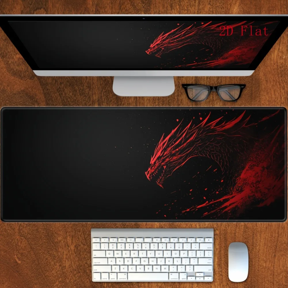Red and Black Dragon Large Mouse Pad, fashionable desktop pad, ideal choice for keyboard and mouse usage, anti-slip design