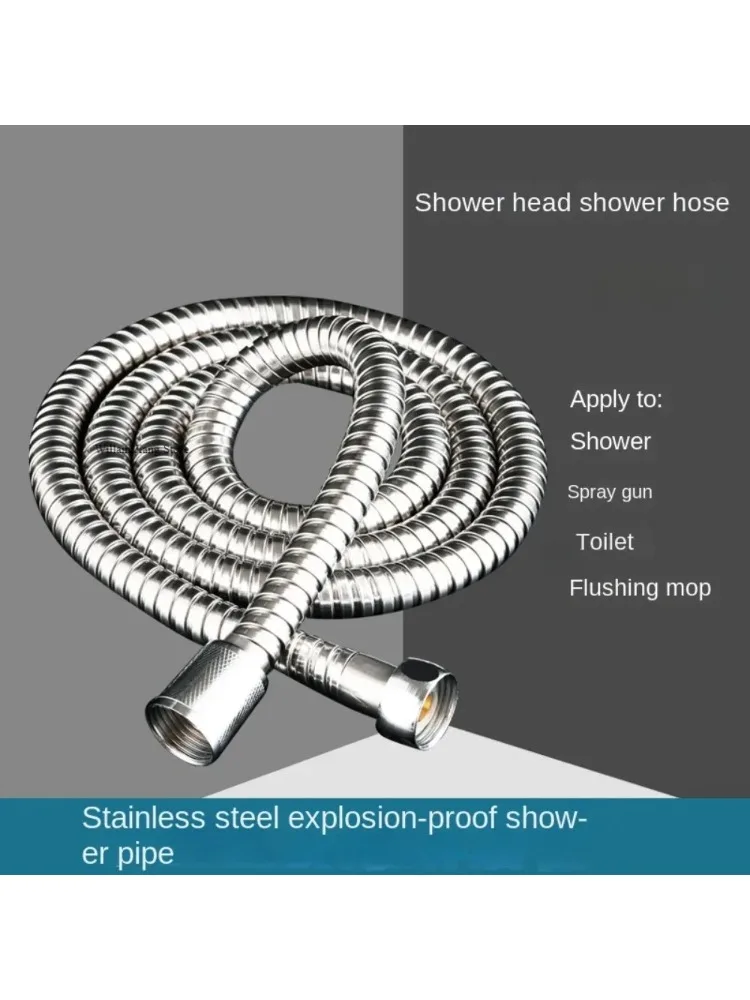 Tuyau de douche Flexible noir/argent de 1.5M, en acier inoxydable, Long, Extension de tuyau de douche de salle de bains, accessoires de salle de bains