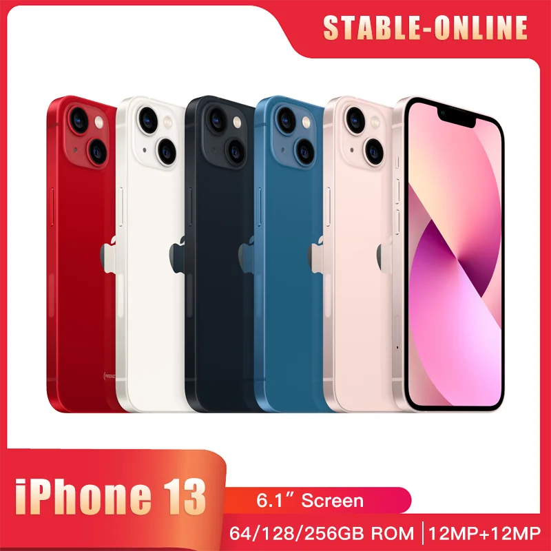 Original Apple iPhone 13 128GB/256GB/512GB Mobile phone 5G LTE Face ID NFC IOS A15 Bionic Hexa Core 6.1'' 12MP&12MP iphone 13