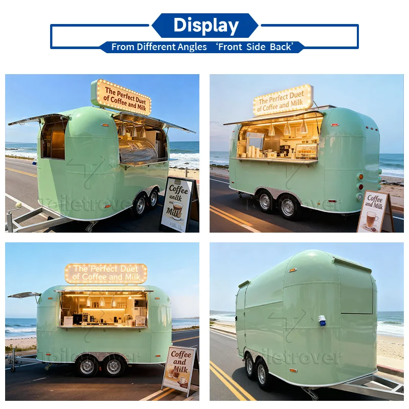 Mobile Custom Food Cart Trailer Juice Stainless Steel Food Trailer Coffee Food Truck con Terraza Food Trailer with Full Kitchen