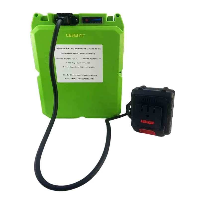 21V 50000mAH Llithium Battery, Suitable for Electric Lawn Mower, Hedge Machine, Tea Picker, Etc., with Charger+Backpack