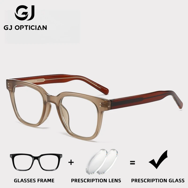 

GJ OPTICIAN новые пластиковые титановые квадратные рисовые очки для ногтей по рецепту модные ретро анти-синий свет прогрессивные очки для близорукости