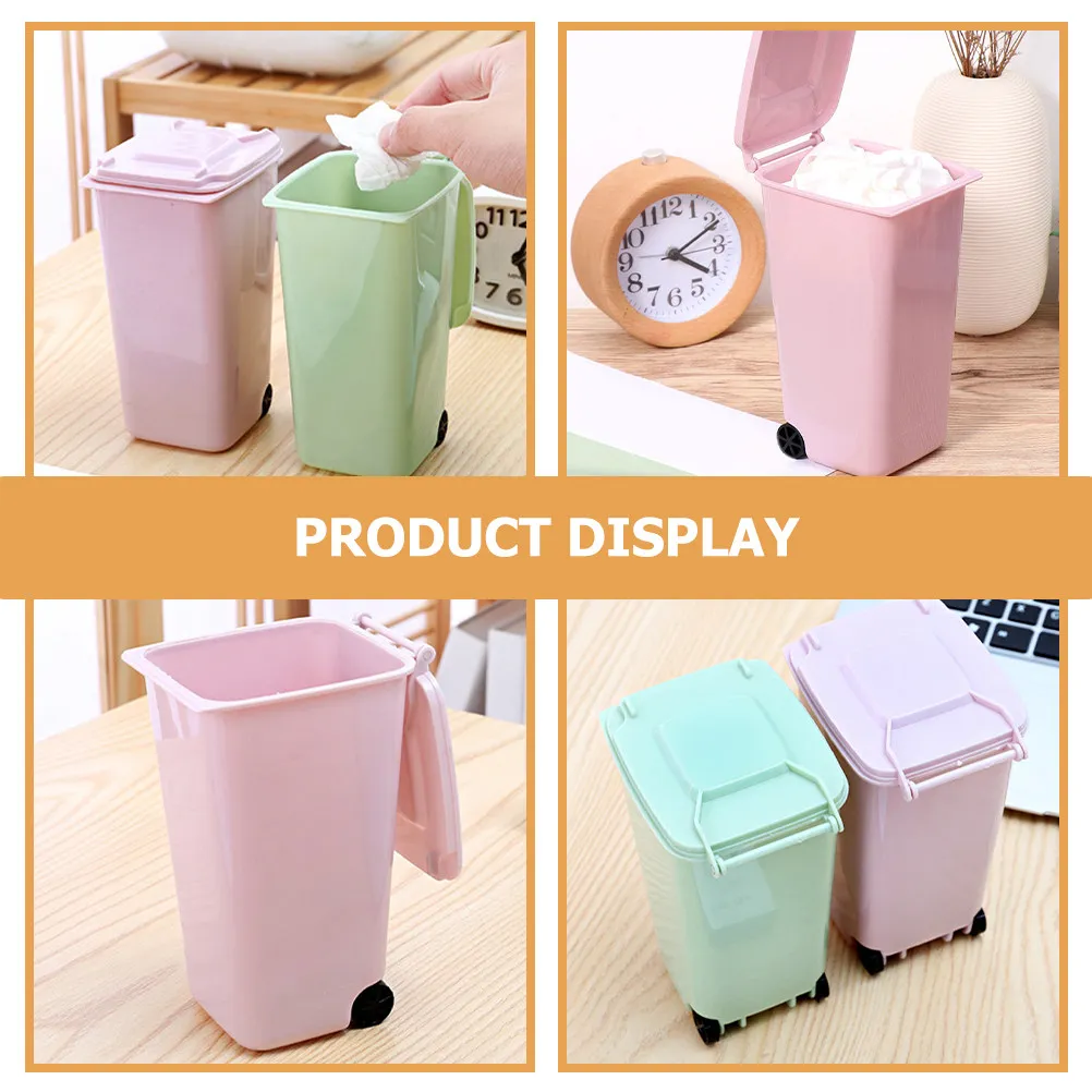 2Pcs Mini Trash Can for Desk Small Compact PP Plastic Trash Container Pen Holder Desktop Organizer Kitchen Nightstand Car